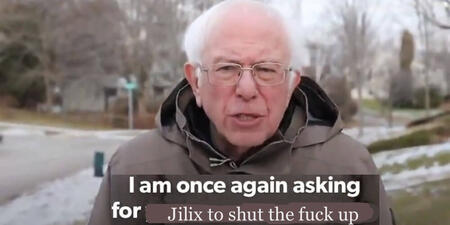 Bernie sanders meme saying I am once again asking for jilix to shut the fuck up